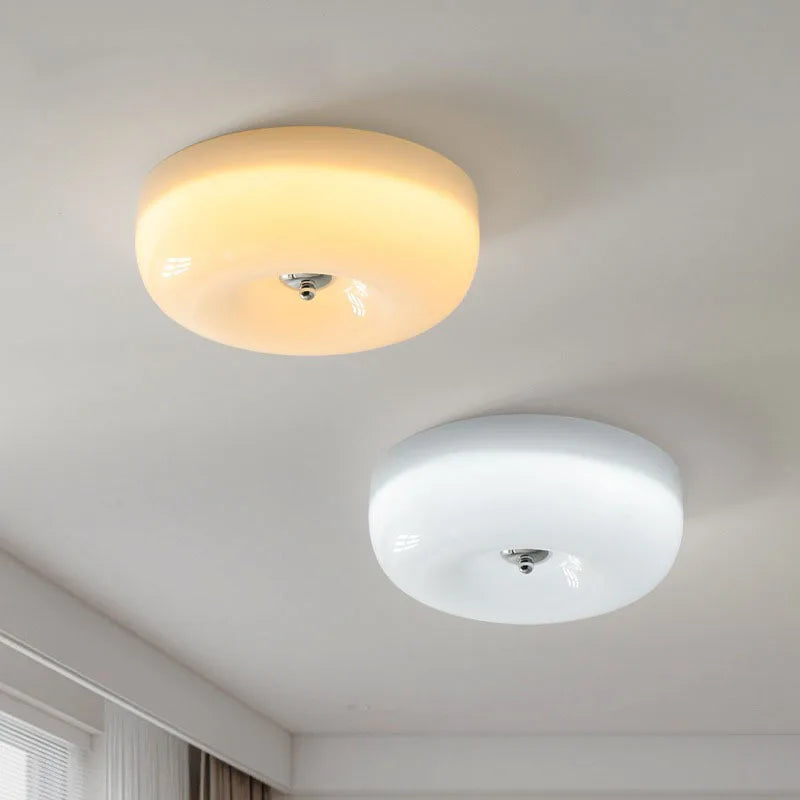 Plafonnier encastré Camille en verre beige pour couloir et chambre