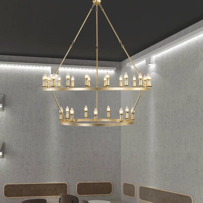 Lustre américain en forme de roue de chariot – Suspension rétro industrielle en forme de bougie pour café, restaurant, bar et salon