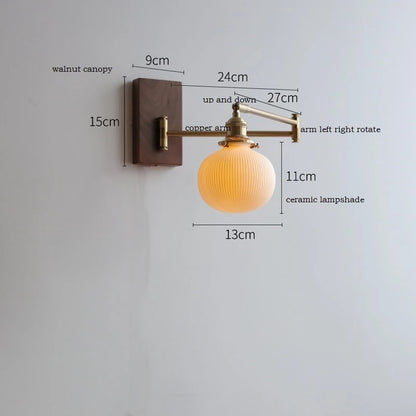 Applique murale à bras pivotant Lucienne avec interrupteur à tirette