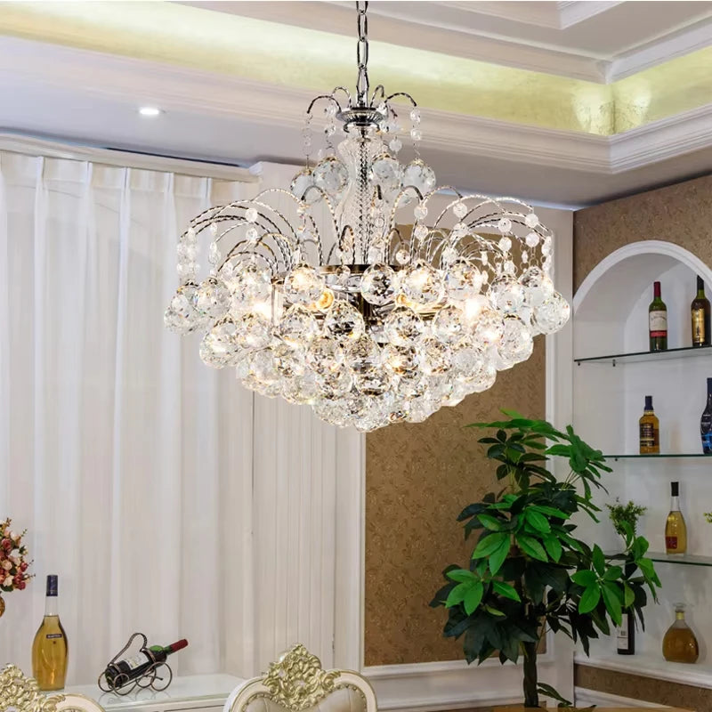 Lustre Célestine en cristal doré pour intérieurs modernes