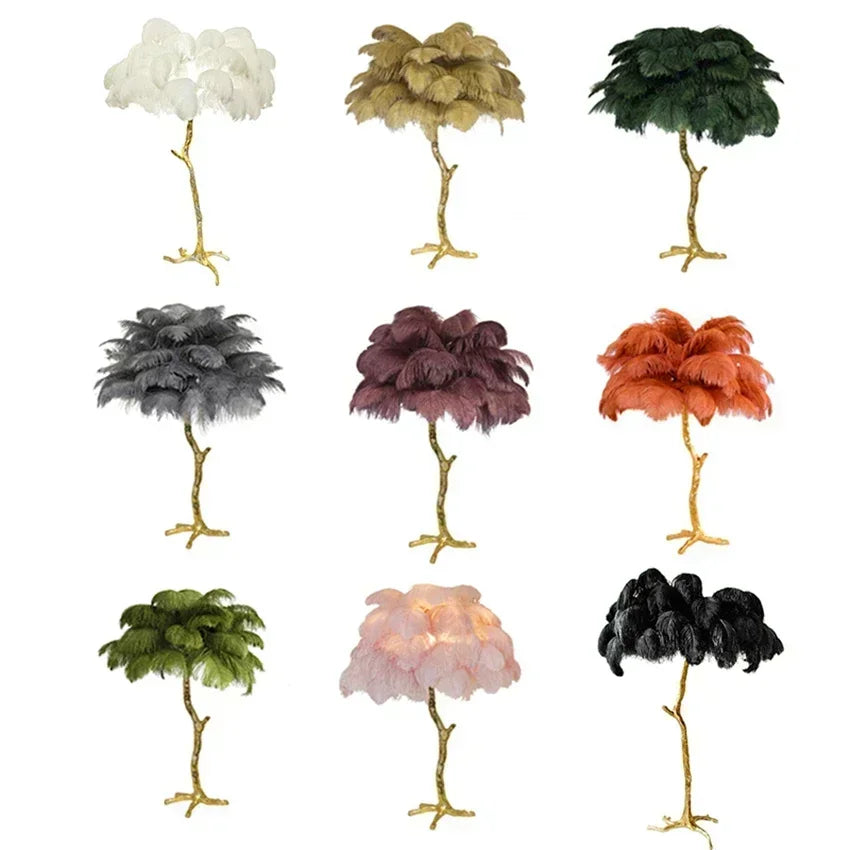 Camille Modern White Pink Feather Floor Lamp Romantic Foyer Decor Light
