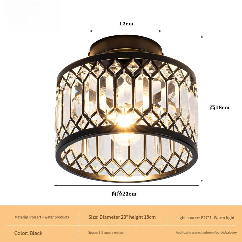 Plafonnier encastré Lucie en cristal, lampe de couloir