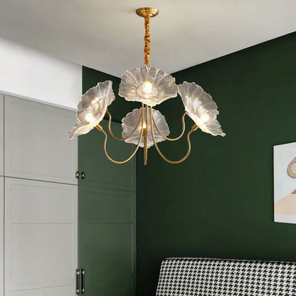 Lustre Célestine en verre feuille de lotus