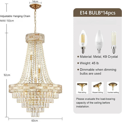 Lustre Suspendu Circulaire de Luxe en Cristal pour Salle à Manger et Salon