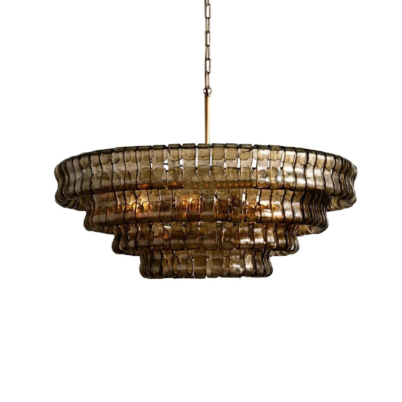 Gray Glass Round Ceiling Chandelier