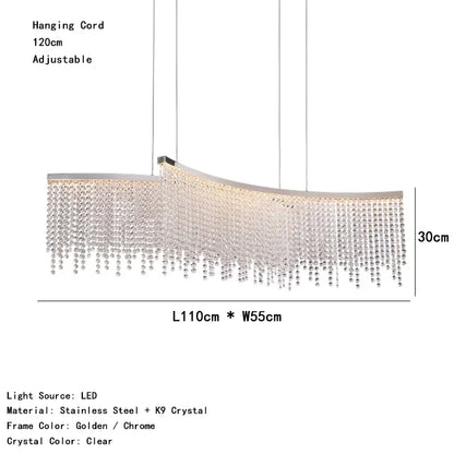 Camille Crystal Tassel Staircase Chandelier Luxury Ceiling Light