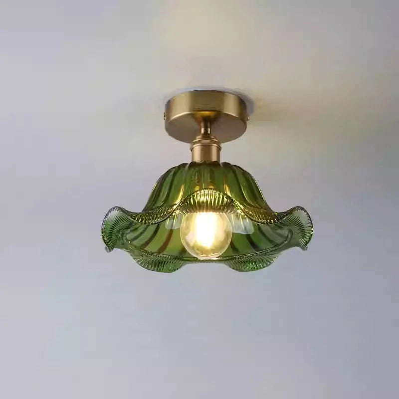 Suspension Valérie Vintage Art Déco en Verre Teinté