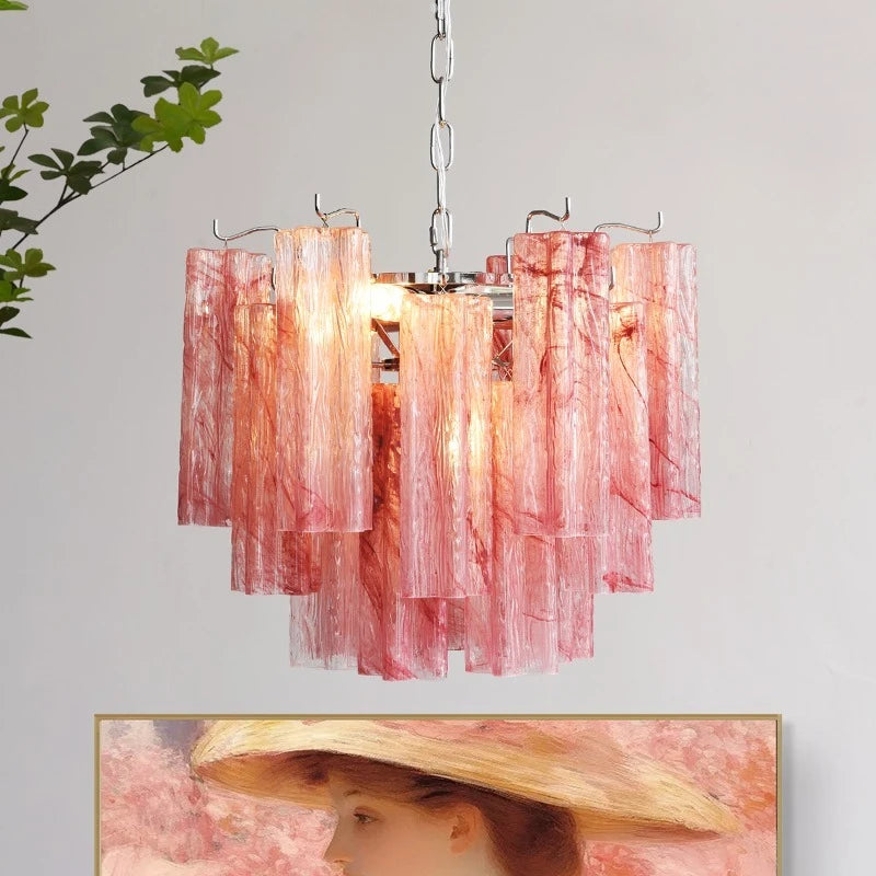 Pendentif Camille en verre de Murano rond, en cristal, luminaire vintage pour plafond