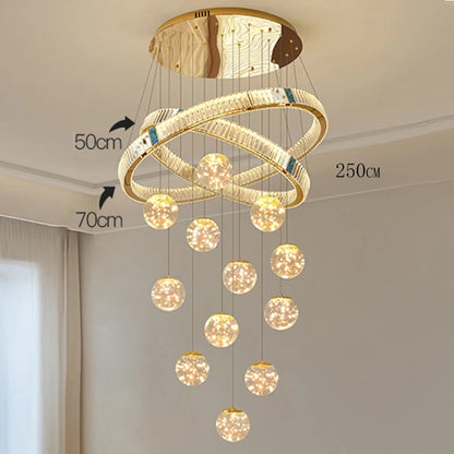 Lustre Suspendu LED Escalier de Cristal Élodie