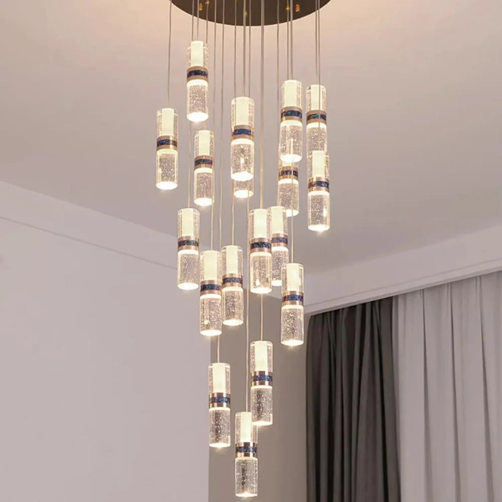 Isabelle Luxury Long Crystal LED Pendant Chandelier