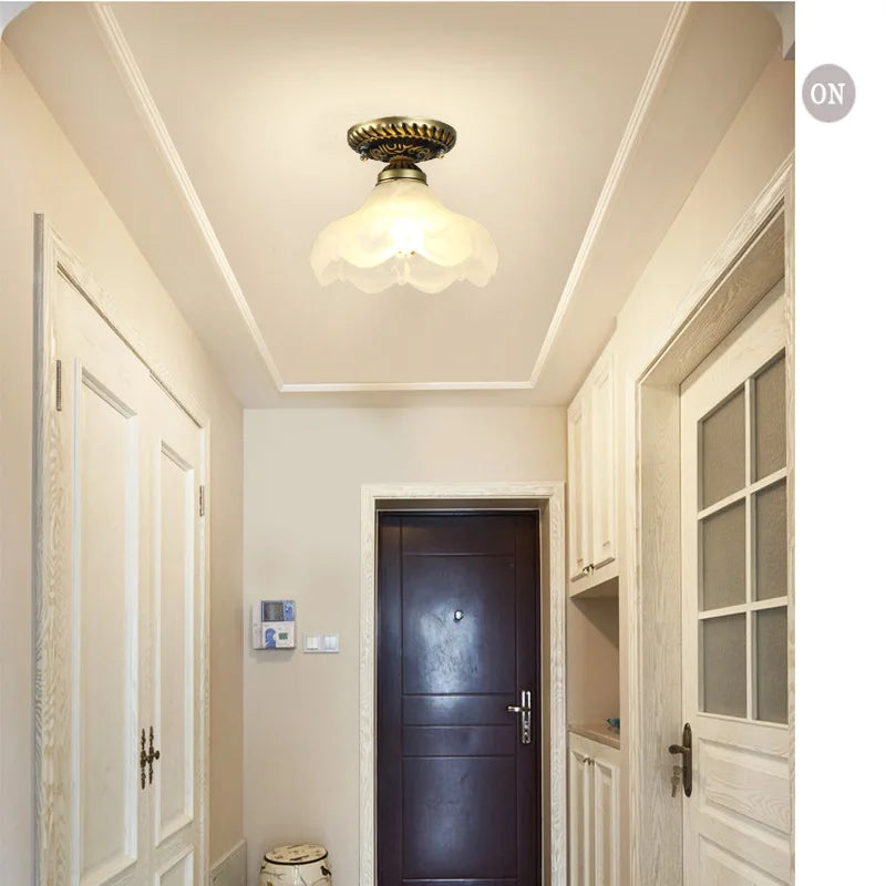 Plafonnier en verre rétro Camille ivoire E27 Lampe de couloir