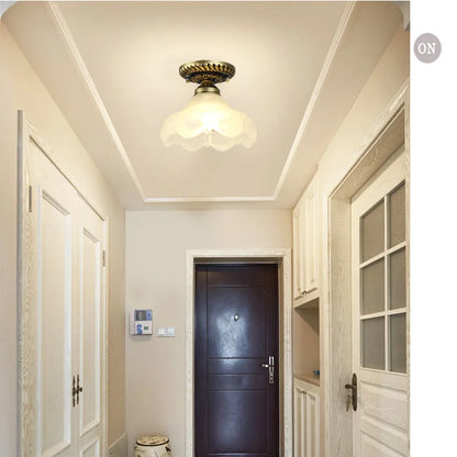 Plafonnier en verre rétro Camille ivoire E27 Lampe de couloir
