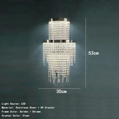 Camille Crystal Tassel Staircase Chandelier Luxury Ceiling Light
