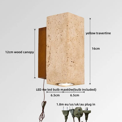 Élise Yellow Travertine LED Wall Lamp Japan Style Luxury