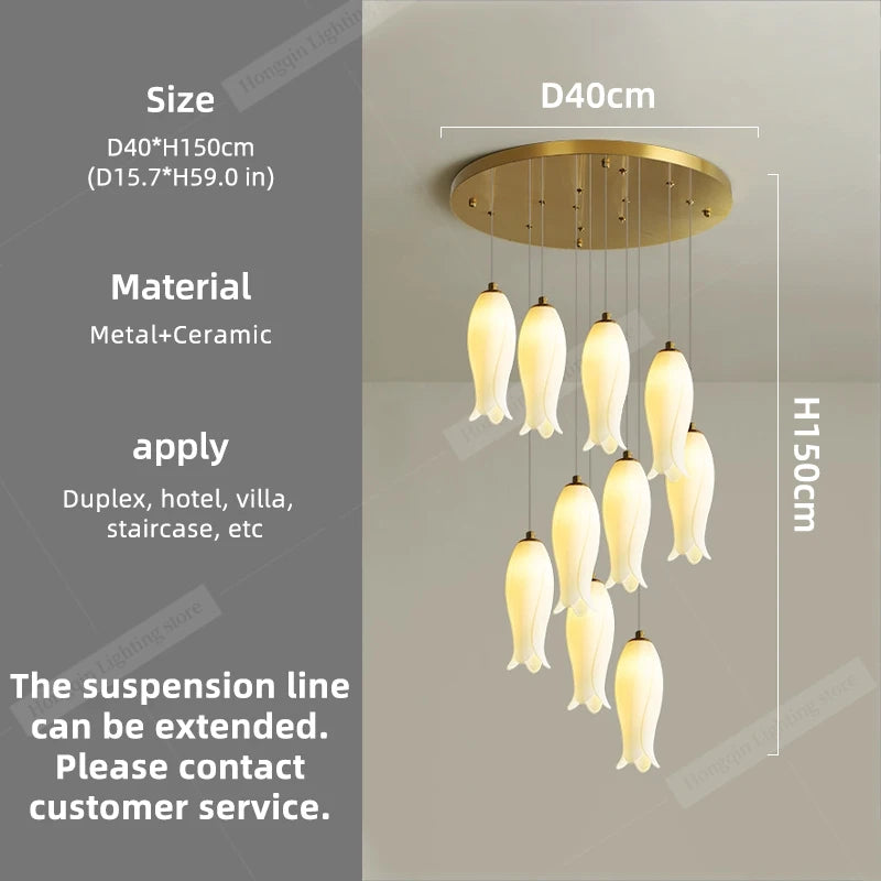 Amélie Suspension Minimaliste Céramique pour Escalier