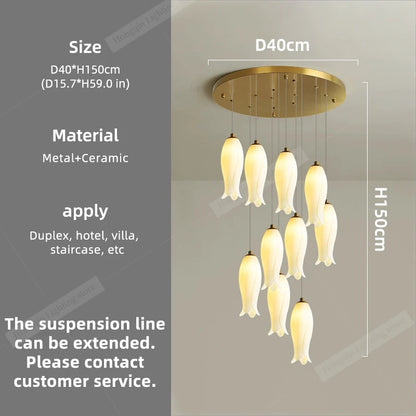 Amélie Suspension Minimaliste Céramique pour Escalier
