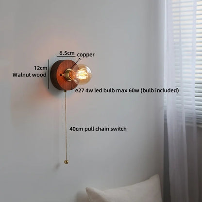 Sakura White Ceramic Walnut Wood LED Wall Lamp Japan Style