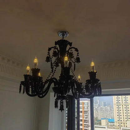 Black Crystal Chandelier for Dining Room and Bedroom Lighting