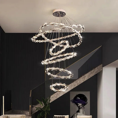Élodie 2025 Plafonnier Moderne Anneau Cristal LED Dimmable Lustre Décoration Luminaire Argent