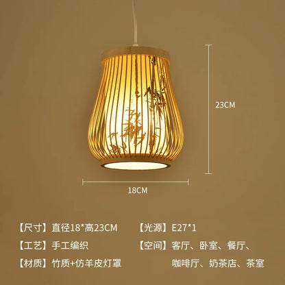 Suspension Élysée Bambou Zen Lanterne E27 Style Chinois Lumière Tressée