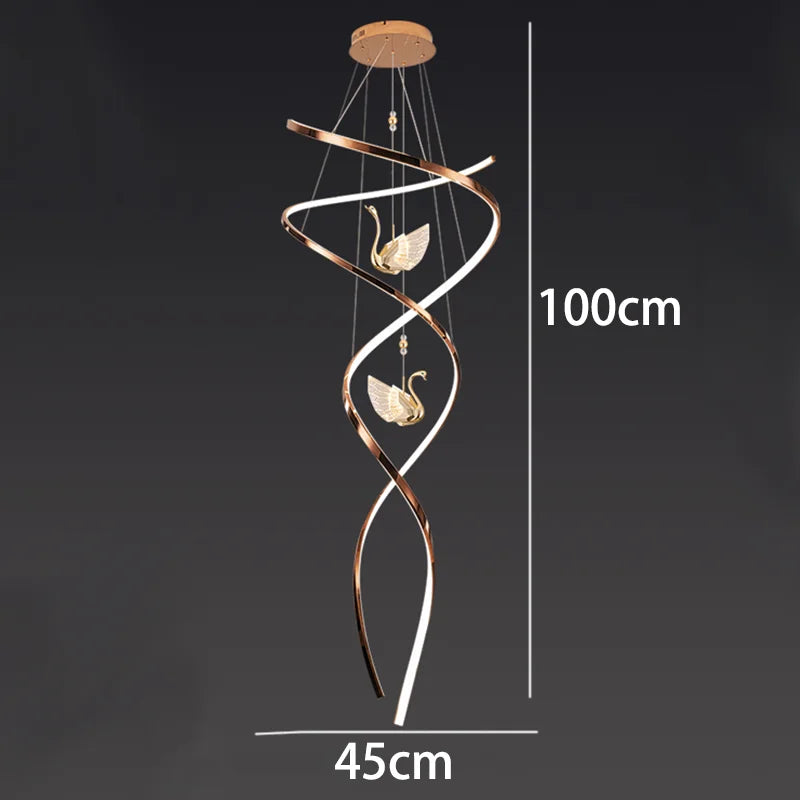 Lustre d'escalier LED Cygnus Spirale Célestine