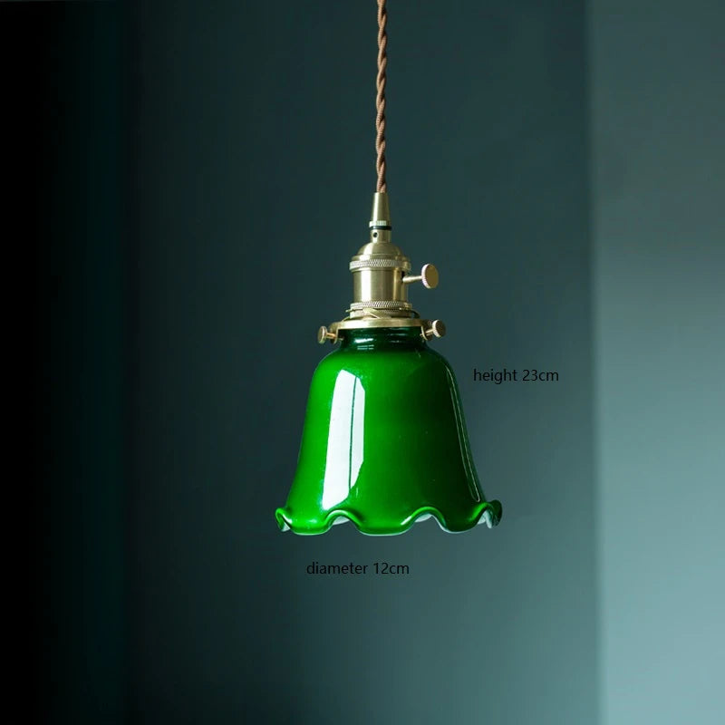 Amélie Vintage Green Glass Pendant Light