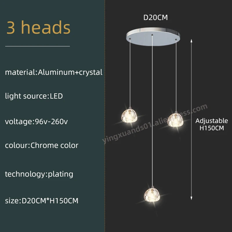 Lustre d'escalier en spirale en cristal Séraphine pour intérieurs de lofts de luxe