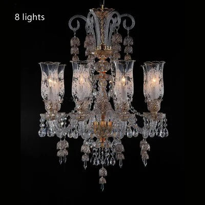 Long lustre en verre transparent pour salon et bureau