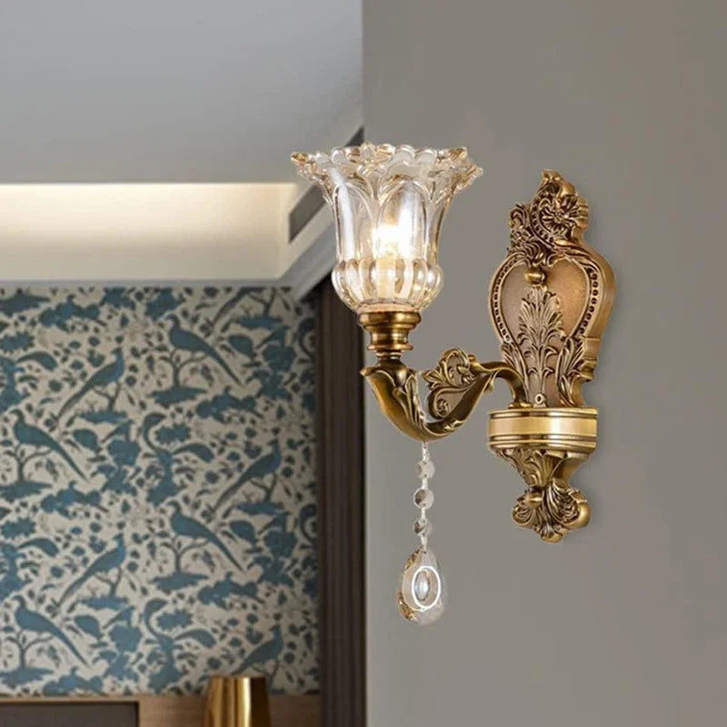 Applique murale Élise en verre de cristal rétro E14 de style européen