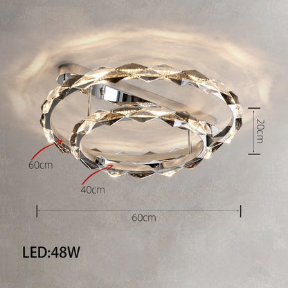 Élodie 2025 Plafonnier Moderne Anneau Cristal LED Dimmable Lustre Décoration Luminaire Argent