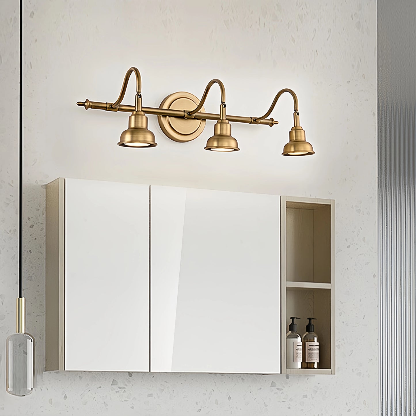 Camille Triple Head Copper LED Wall Lamp Bathroom Mirror Light