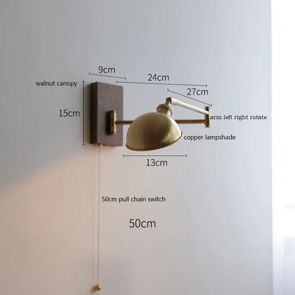 Applique murale à bras pivotant Lucienne avec interrupteur à tirette