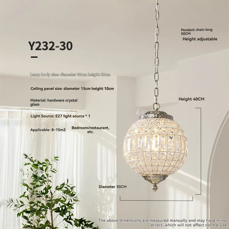 Lustre pendentif Aurélie Vintage en cristal, 6 lumières, luxe