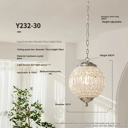 Lustre pendentif Aurélie Vintage en cristal, 6 lumières, luxe