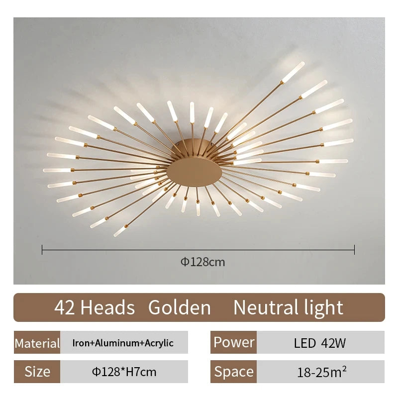 Celeste Nordic Fireworks LED Ceiling Chandelier for Modern Interiors