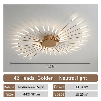 Celeste Nordic Fireworks LED Ceiling Chandelier for Modern Interiors