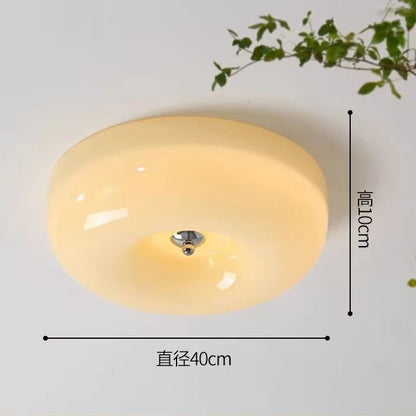 Plafonnier encastré Camille en verre beige pour couloir et chambre