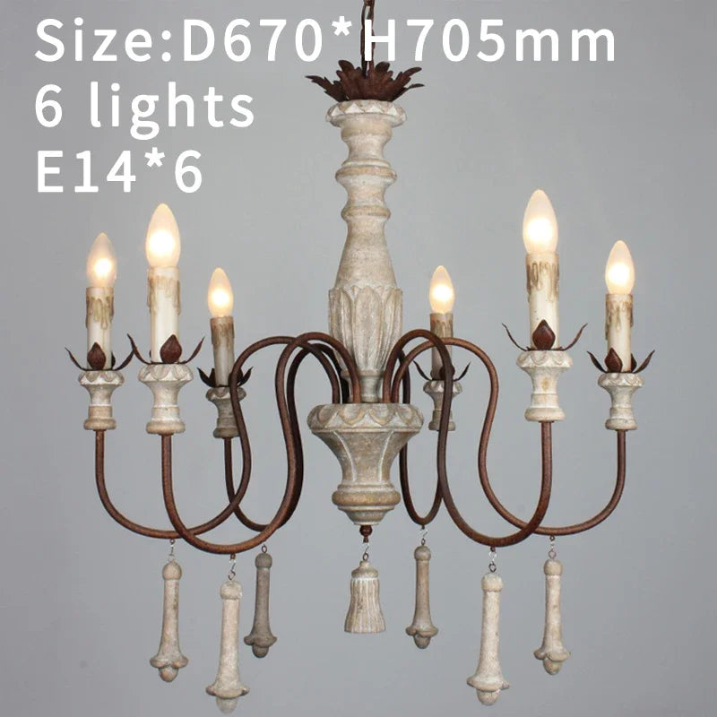 Lustre en bois vintage pour salon et hall de villa