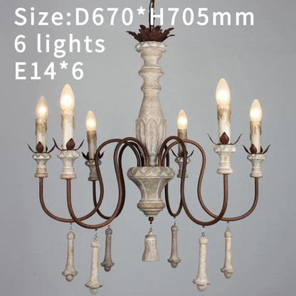 Lustre en bois vintage pour salon et hall de villa
