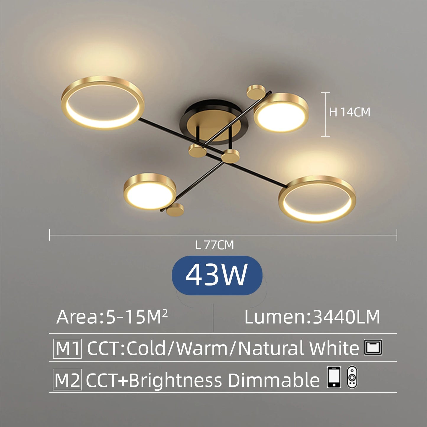 Plafonnier LED Auriane Nordic Gold Black