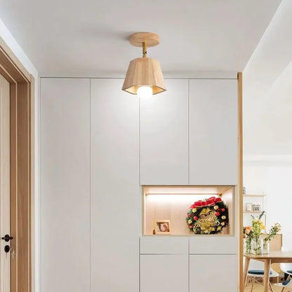 Élise Japanese Modern Wooden LED Ceiling Track Spotlight Chandelier