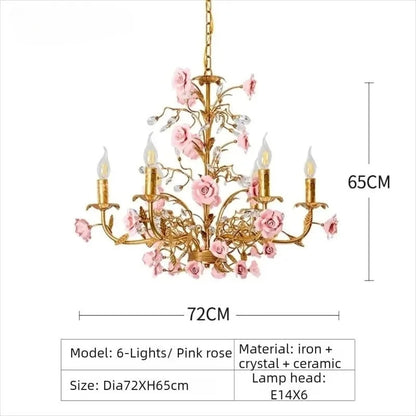 Suspension Chloé Fleur en céramique or rose à 5 lumières