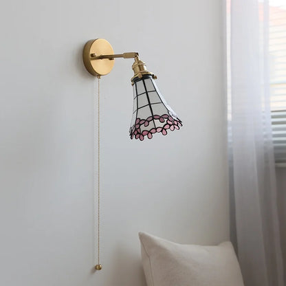 Amélie Nordic Glass Flower LED Wall Lamp Pink Copper