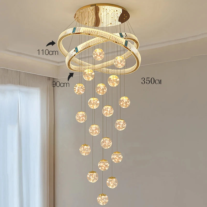 Lustre Suspendu LED Escalier de Cristal Élodie