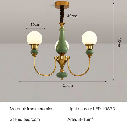 Geneviève Retro Gold Ceramic Chandelier