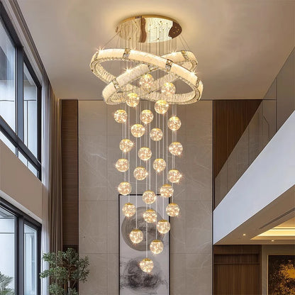Lustre Suspendu LED Escalier de Cristal Élodie
