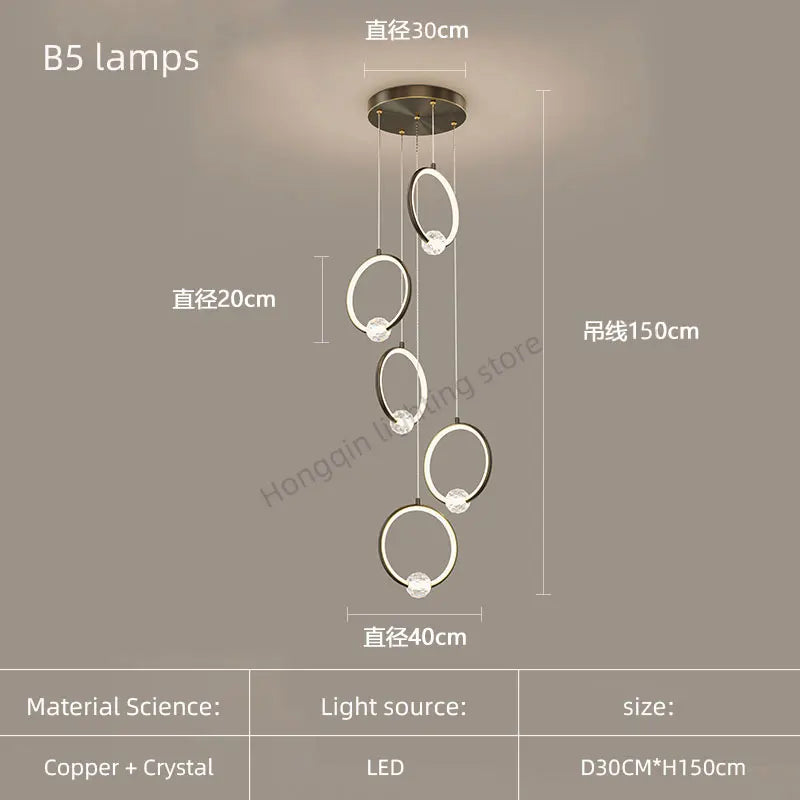 Lustre pendentif Margaux cuivre cristal