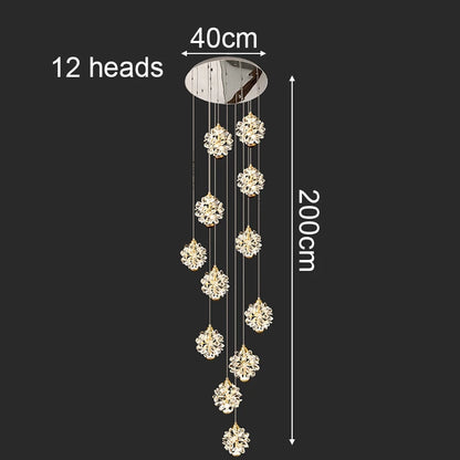 Modern Crystal Stair Pendant Light for Living Room and Hall