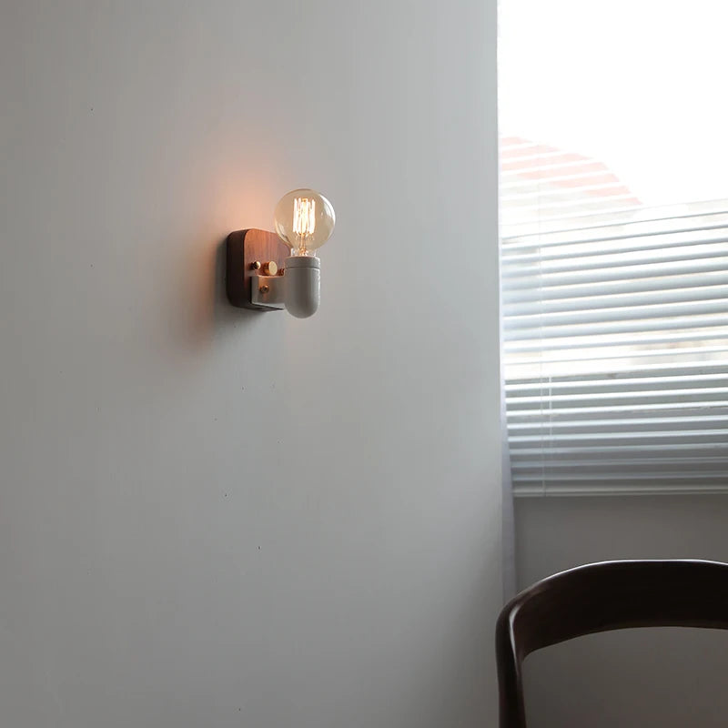 Sakura White Ceramic Walnut Wood LED Wall Lamp Japan Style