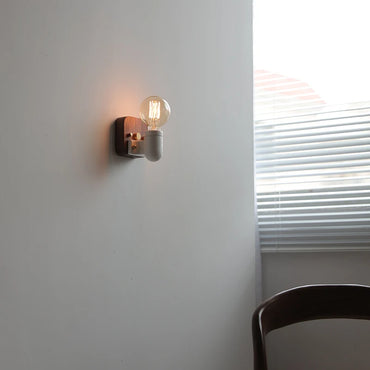 Sakura White Ceramic Walnut Wood LED Wall Lamp Japan Style